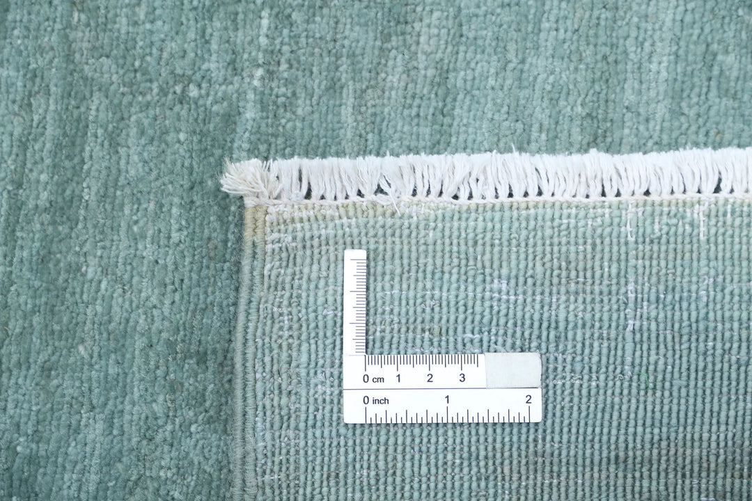 Green Afghan Overdye Rug 6' 0" x 8' 10" Hand-Knotted | No. AT23175