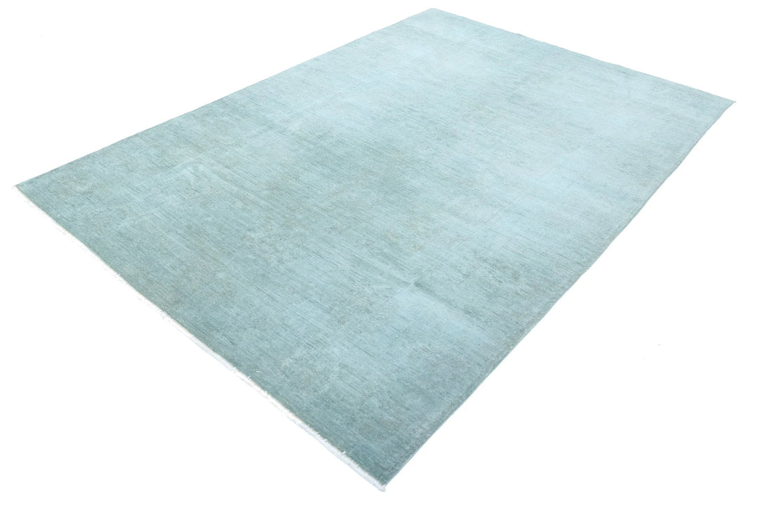 Green Afghan Overdye Rug 6' 0" x 8' 10" Hand-Knotted | No. AT23175