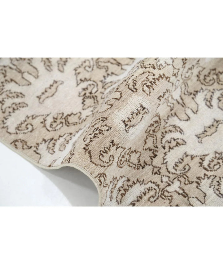 Ivory Afghan Oriental Rug 4' 4" x 5' 4" Hand-Knotted | No. AT23219