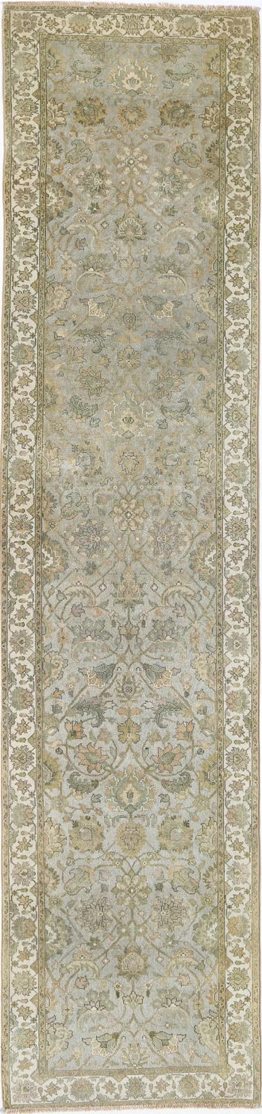 Grey Ivory Indian Ziegler Rug 2' 8" x 11' 8" Hand-Knotted | No. AT23332