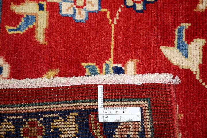Red Afghan Oriental Rug 6'6" x 10'1" Hand-Knotted field