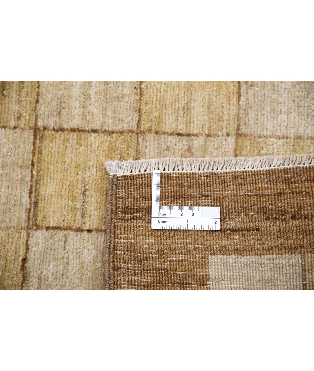Beige Afghan Modcar Rug 5'11" x 8'7" Hand-Knotted | No. AT23482