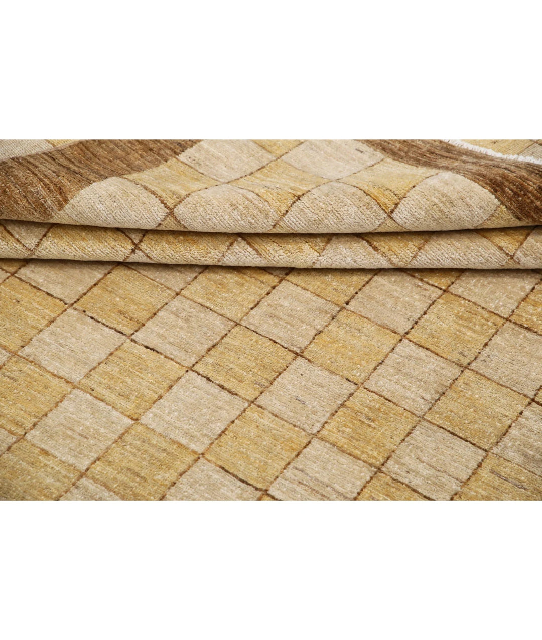 Beige Afghan Modcar Rug 5'11" x 8'7" Hand-Knotted | No. AT23482