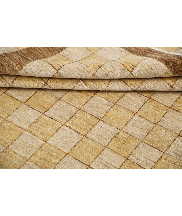 Beige Afghan Modcar Rug 5'11" x 8'7" Hand-Knotted | No. AT23482