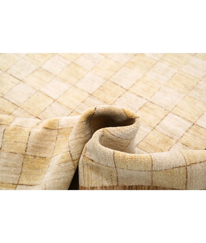 Beige Afghan Modcar Rug 5'11" x 8'7" Hand-Knotted | No. AT23482