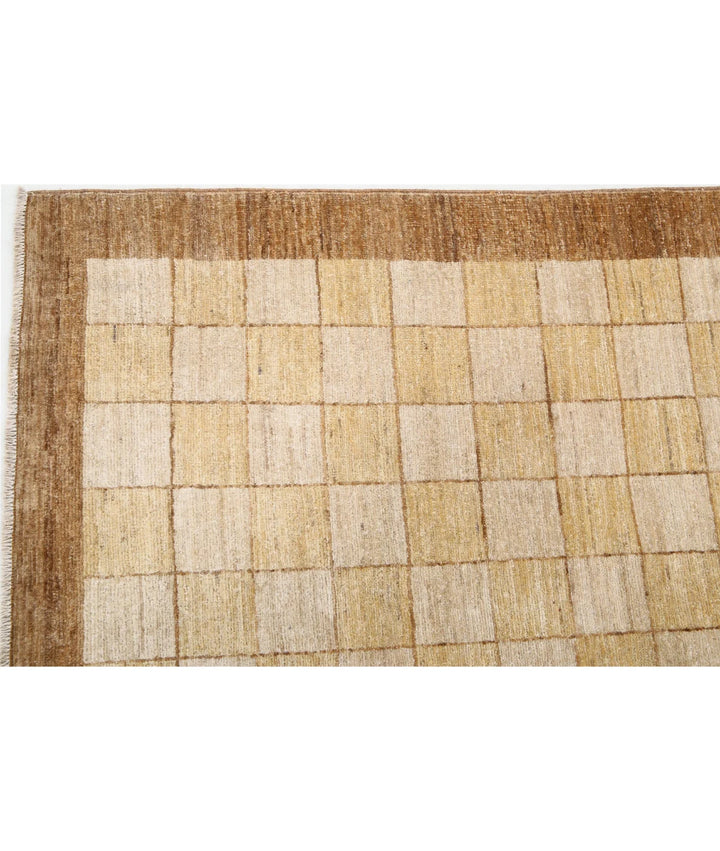 Beige Afghan Modcar Rug 5'11" x 8'7" Hand-Knotted | No. AT23482