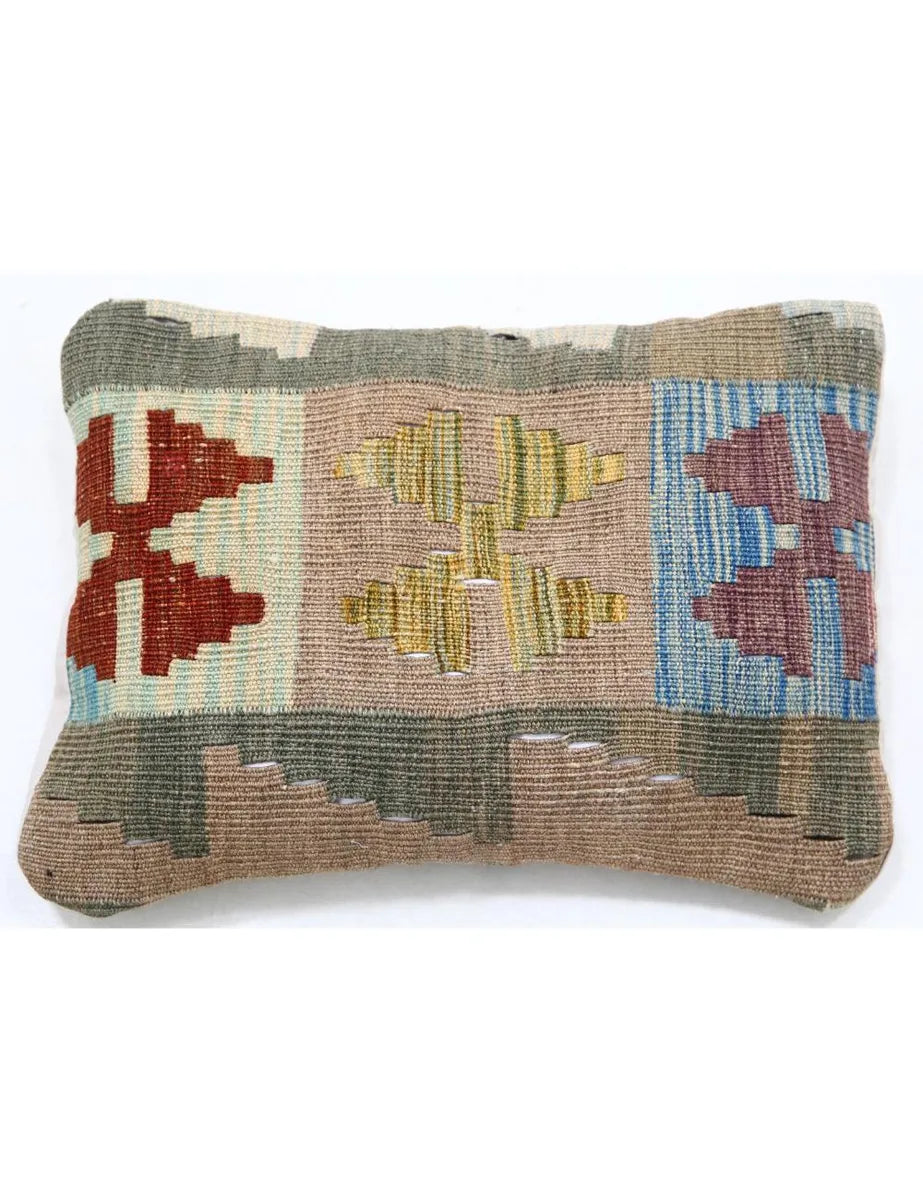 Afghan Tribal Pillow 1' 0" x 1' 5" Hand-Woven | No. AT23487