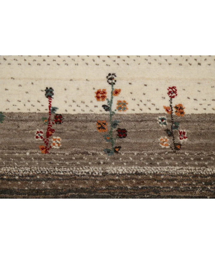 Ivory Indian Oriental Rug 2' 11" x 3' 11" Hand-Knotted | No. AT23755