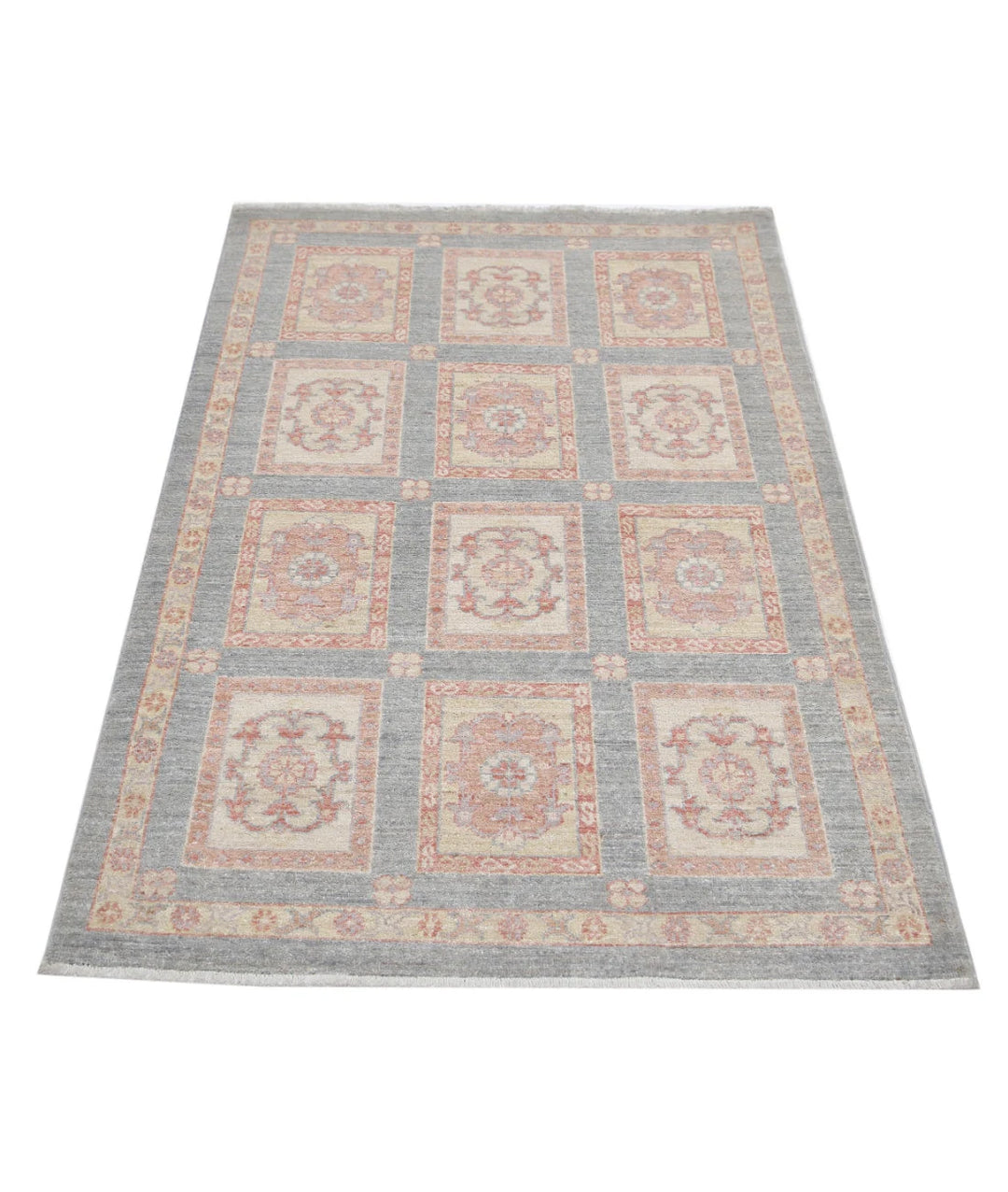 Grey Afghan Bakhtiari Rug 3' 2" x 4' 9" Hand-Knotted | No. AT23761