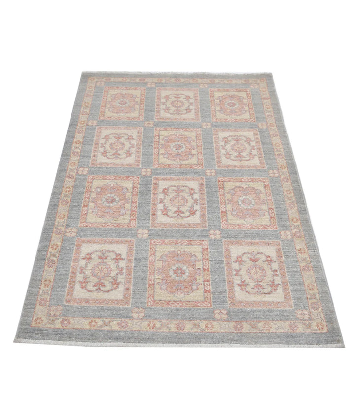 Grey Afghan Bakhtiari Rug 3' 2" x 4' 9" Hand-Knotted | No. AT23761