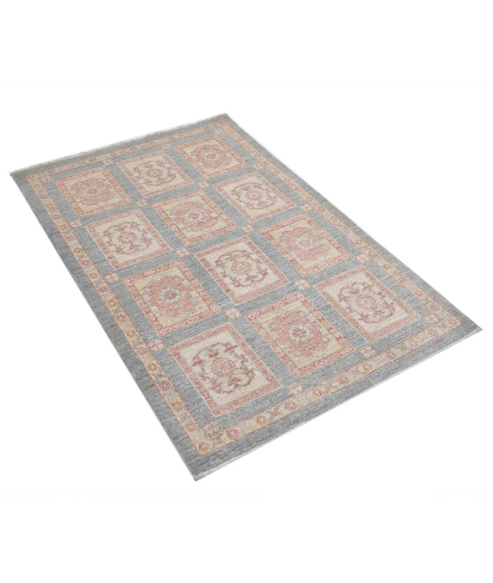 Grey Afghan Bakhtiari Rug 3' 2" x 4' 9" Hand-Knotted | No. AT23761