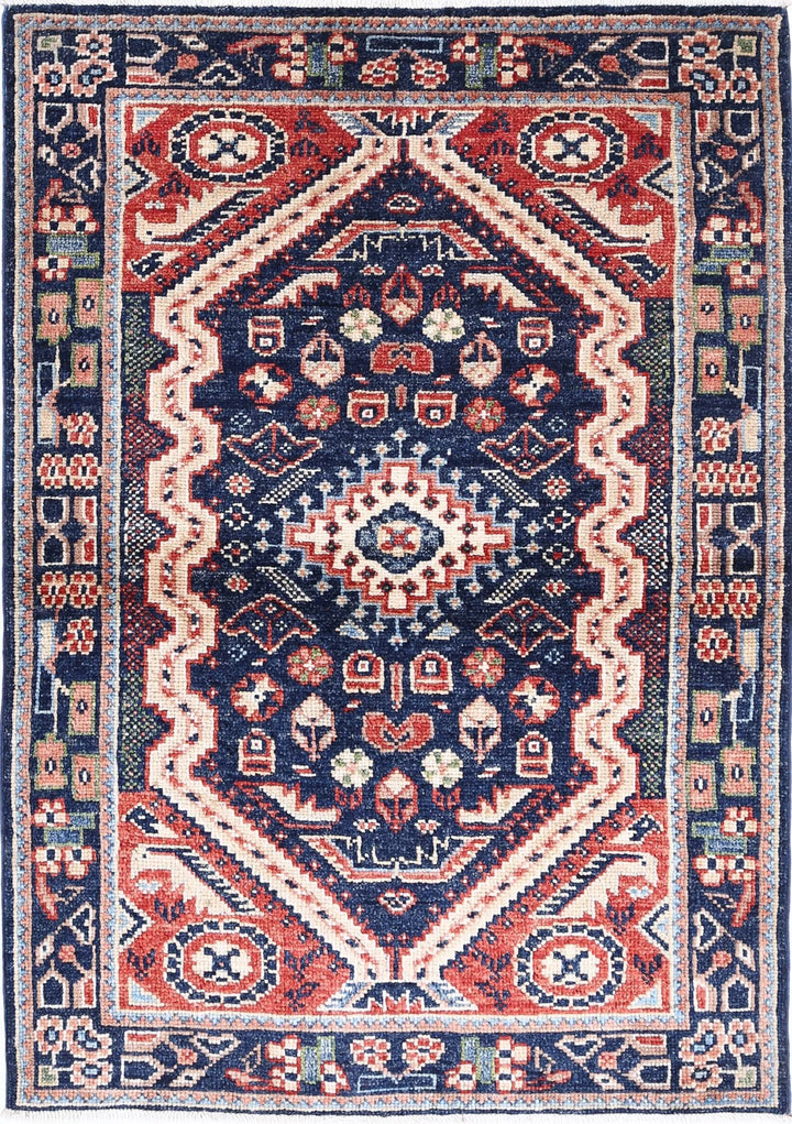 Red Afghan Oriental Rug 3'3" x 4'8" Hand-Knotted