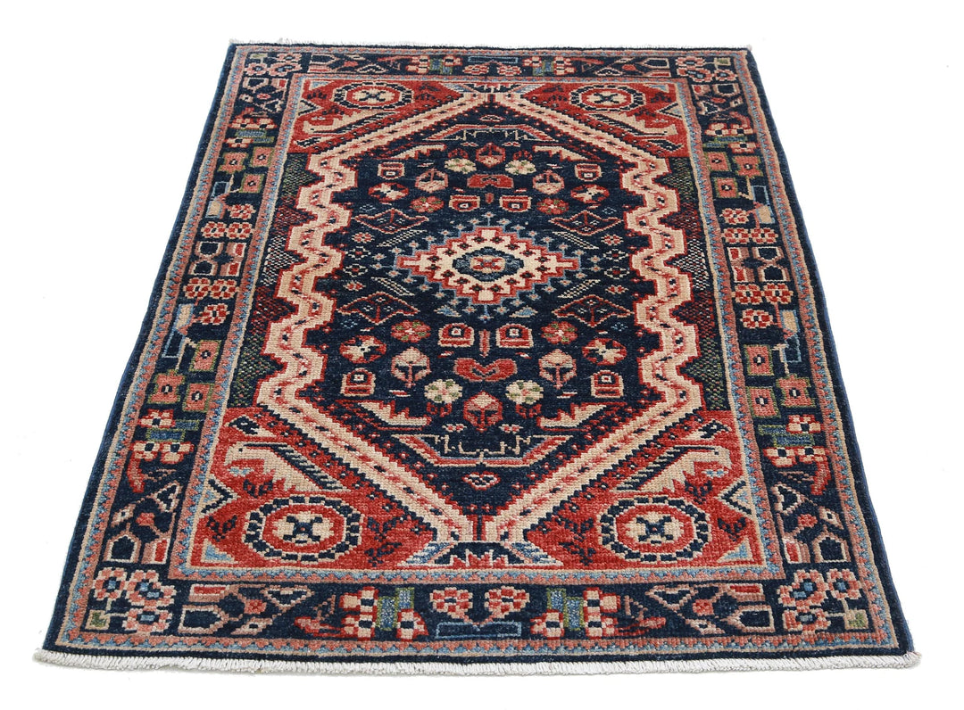 Red Afghan Oriental Rug 3'3" x 4'8" Hand-Knotted view