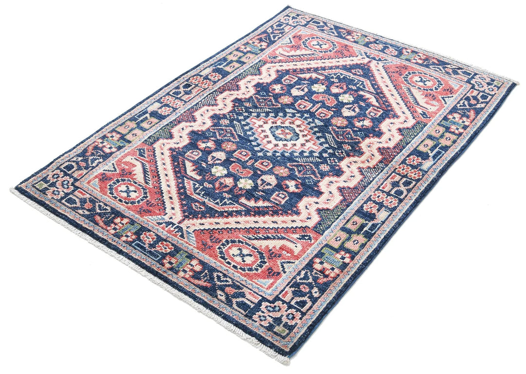 Red Afghan Oriental Rug 3'3" x 4'8" Hand-Knotted | No. AT23963