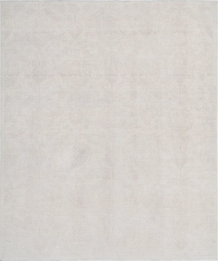 Ivory Afghan Oriental Rug 7' 11" x 9' 5" Hand-Knotted | No. AT23968