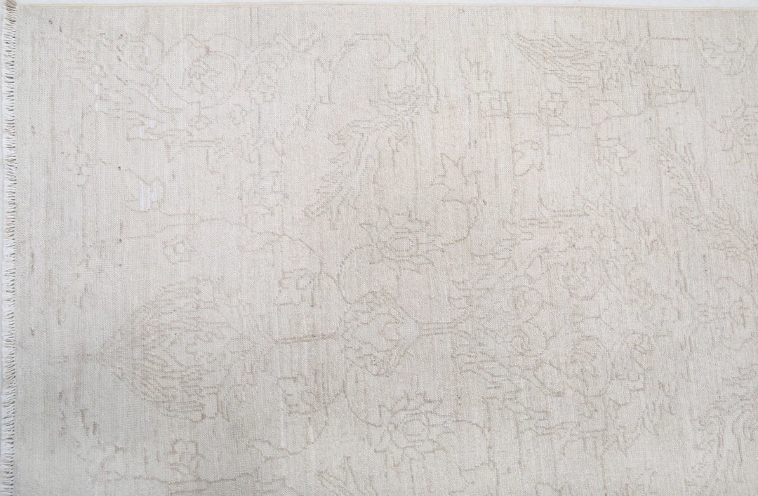 Ivory Afghan Oriental Rug 7' 11" x 9' 5" Hand-Knotted | No. AT23968