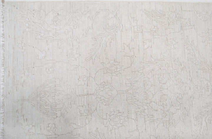 Ivory Afghan Oriental Rug 7' 11" x 9' 5" Hand-Knotted | No. AT23968