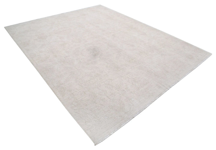 Ivory Afghan Oriental Rug 7' 11" x 9' 5" Hand-Knotted | No. AT23968