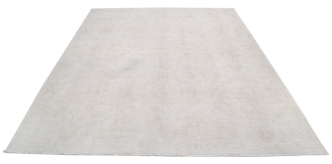 Ivory Afghan Oriental Rug 7' 11" x 9' 5" Hand-Knotted | No. AT23968