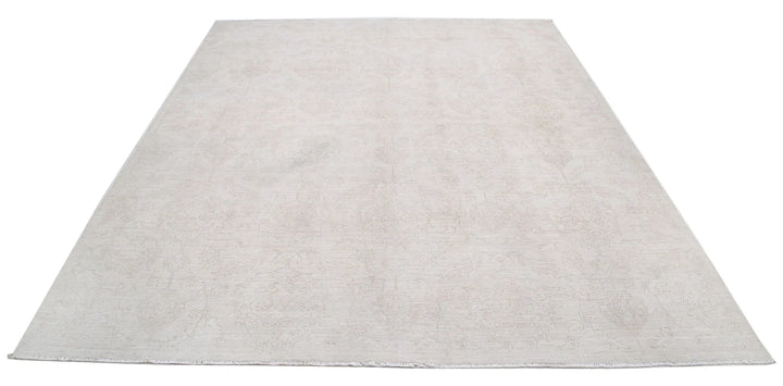 Ivory Afghan Oriental Rug 7' 11" x 9' 5" Hand-Knotted | No. AT23968