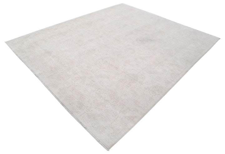 Ivory Afghan Oriental Rug 7' 11" x 9' 5" Hand-Knotted | No. AT23968