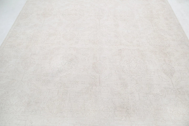 Ivory Afghan Oriental Rug 7' 11" x 9' 5" Hand-Knotted | No. AT23968