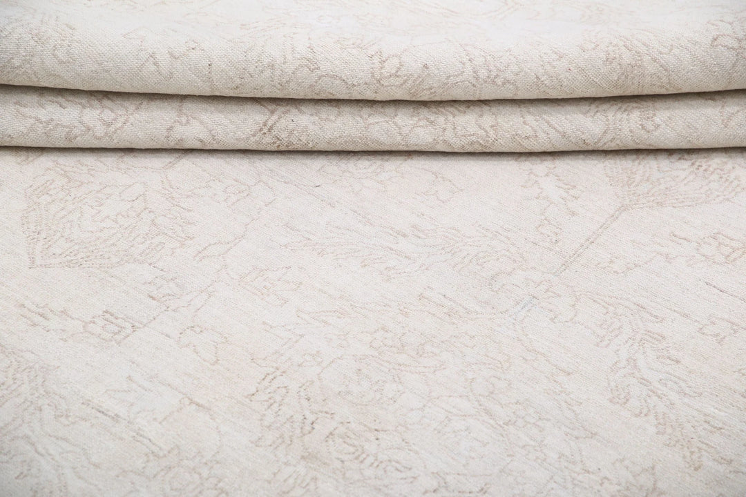 Ivory Afghan Oriental Rug 7' 11" x 9' 5" Hand-Knotted | No. AT23968