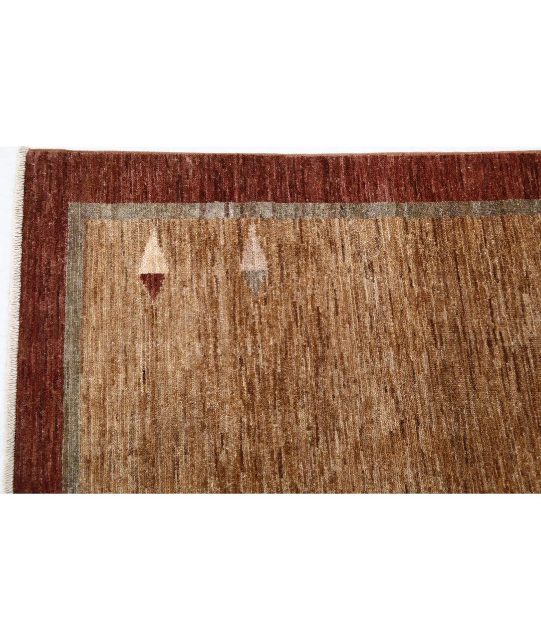 Beige Afghan Oriental Rug 5' 11" x 8' 9" Hand-Knotted | No. AT23983