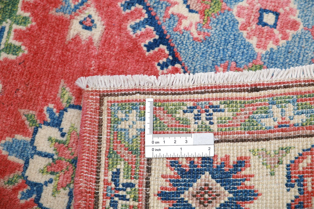 Afghan Kazak Rug 3' 3" x 4' 8" Hand-Knotted | No. AT24010