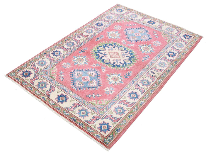 Afghan Kazak Rug 3' 3" x 4' 8" Hand-Knotted | No. AT24010