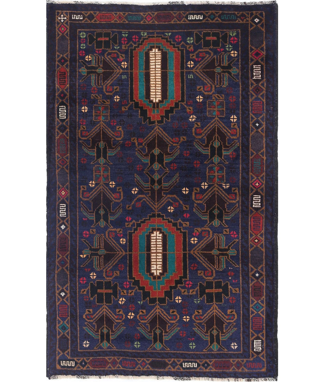 Red Afghan Tribal Rug 2' 9" x 4' 6" Hand-Knotted | No. AT24022