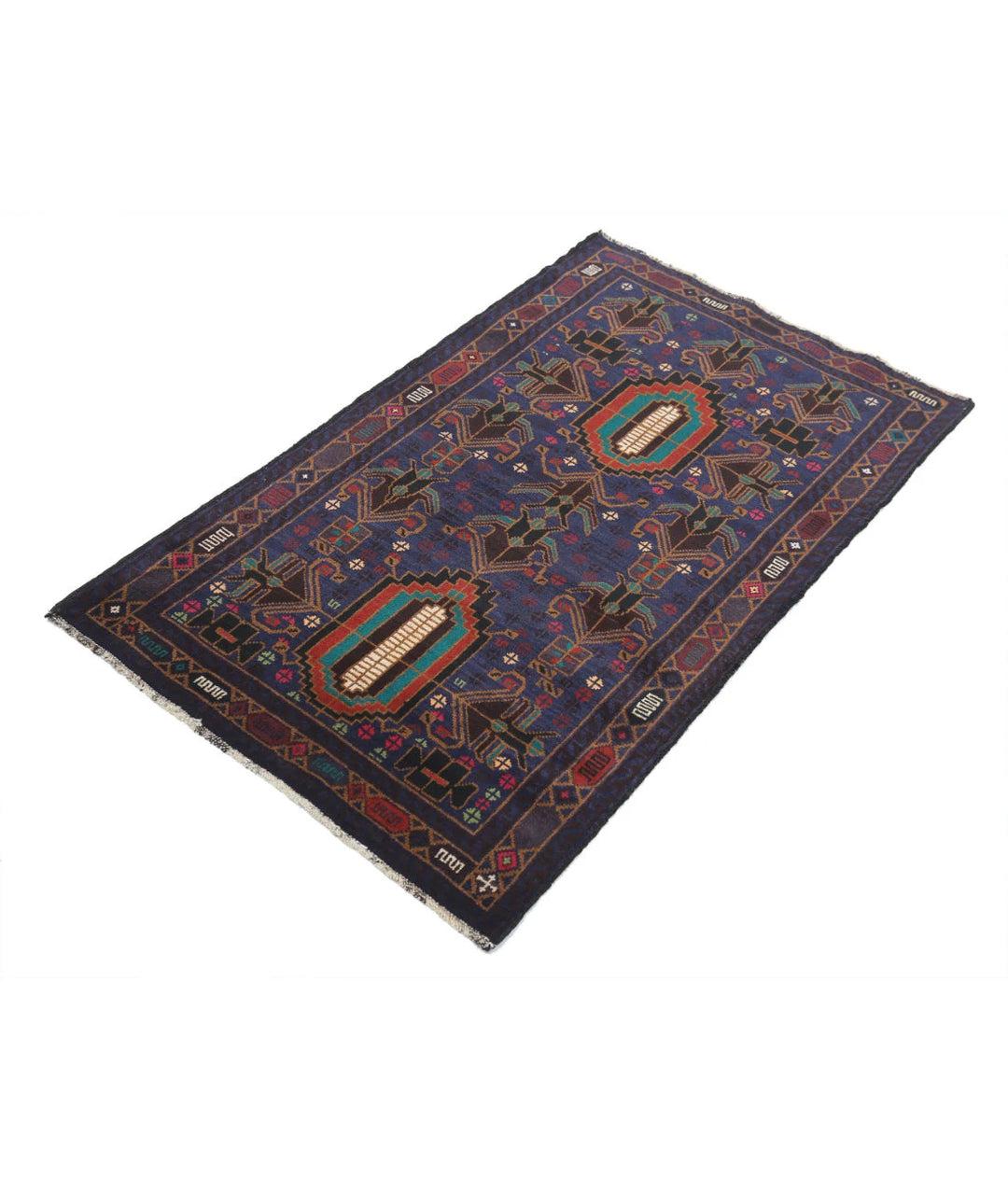 Red Afghan Tribal Rug 2' 9" x 4' 6" Hand-Knotted | No. AT24022