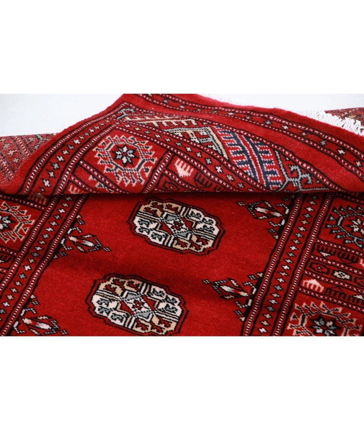 Red Pakistani Bokhara Rug 2' 6" x 4' 1" Hand-Knotted | No. AT24073