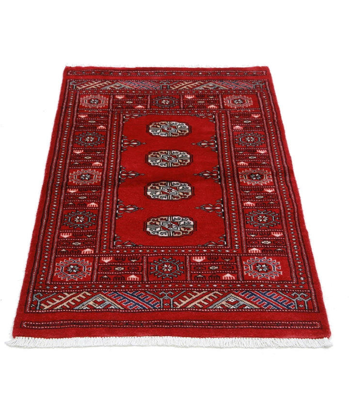Red Pakistani Bokhara Rug 2' 6" x 4' 1" Hand-Knotted | No. AT24073