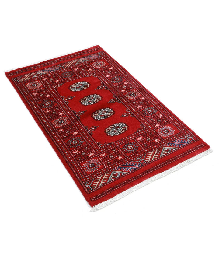 Red Pakistani Bokhara Rug 2' 6" x 4' 1" Hand-Knotted | No. AT24073