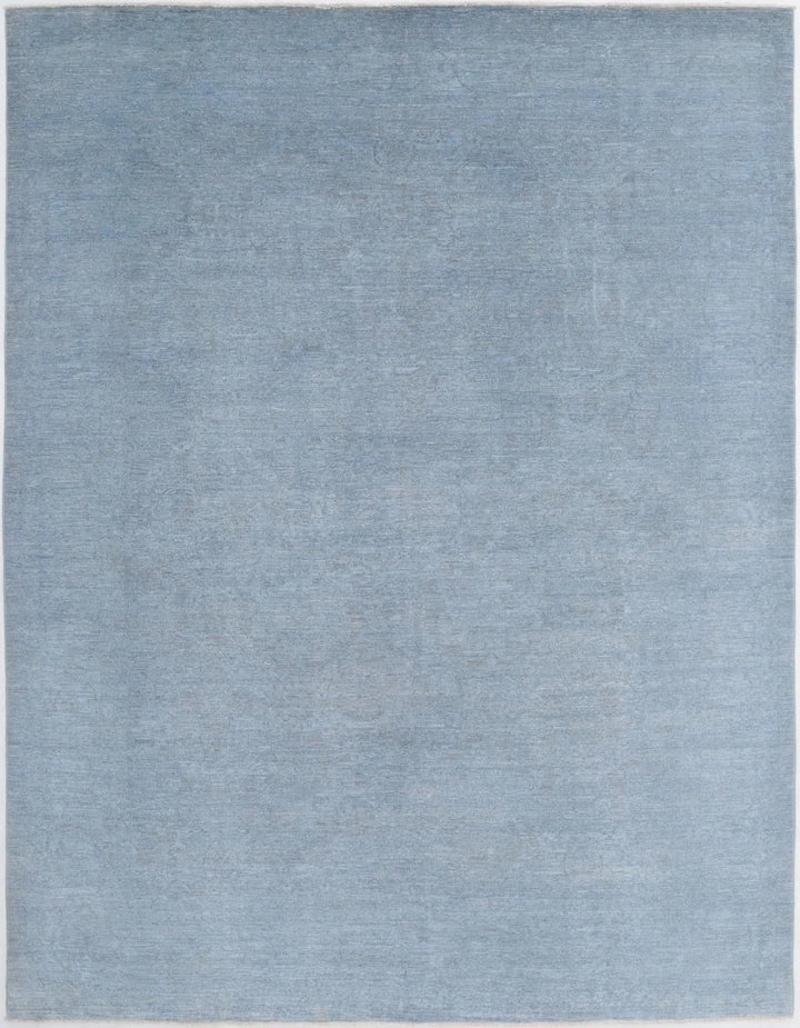Blue Afghan Overdye Rug 8' 0" x 10' 3" Hand-Knotted | No. AT24160