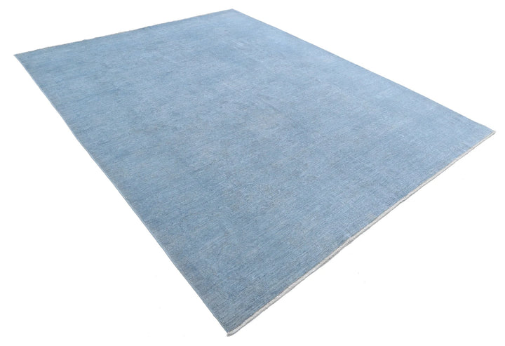 Blue Afghan Overdye Rug 8' 0" x 10' 3" Hand-Knotted | No. AT24160