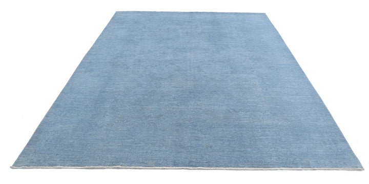 Blue Afghan Overdye Rug 8' 0" x 10' 3" Hand-Knotted | No. AT24160