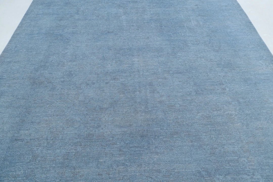 Blue Afghan Overdye Rug 8' 0" x 10' 3" Hand-Knotted | No. AT24160