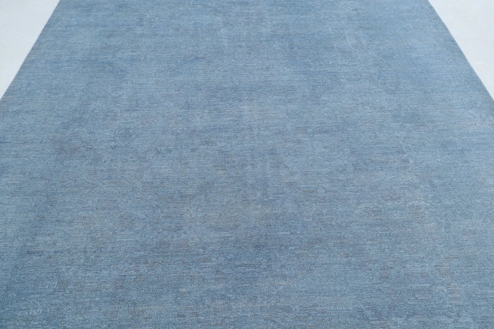 Blue Afghan Overdye Rug 8' 0" x 10' 3" Hand-Knotted | No. AT24160