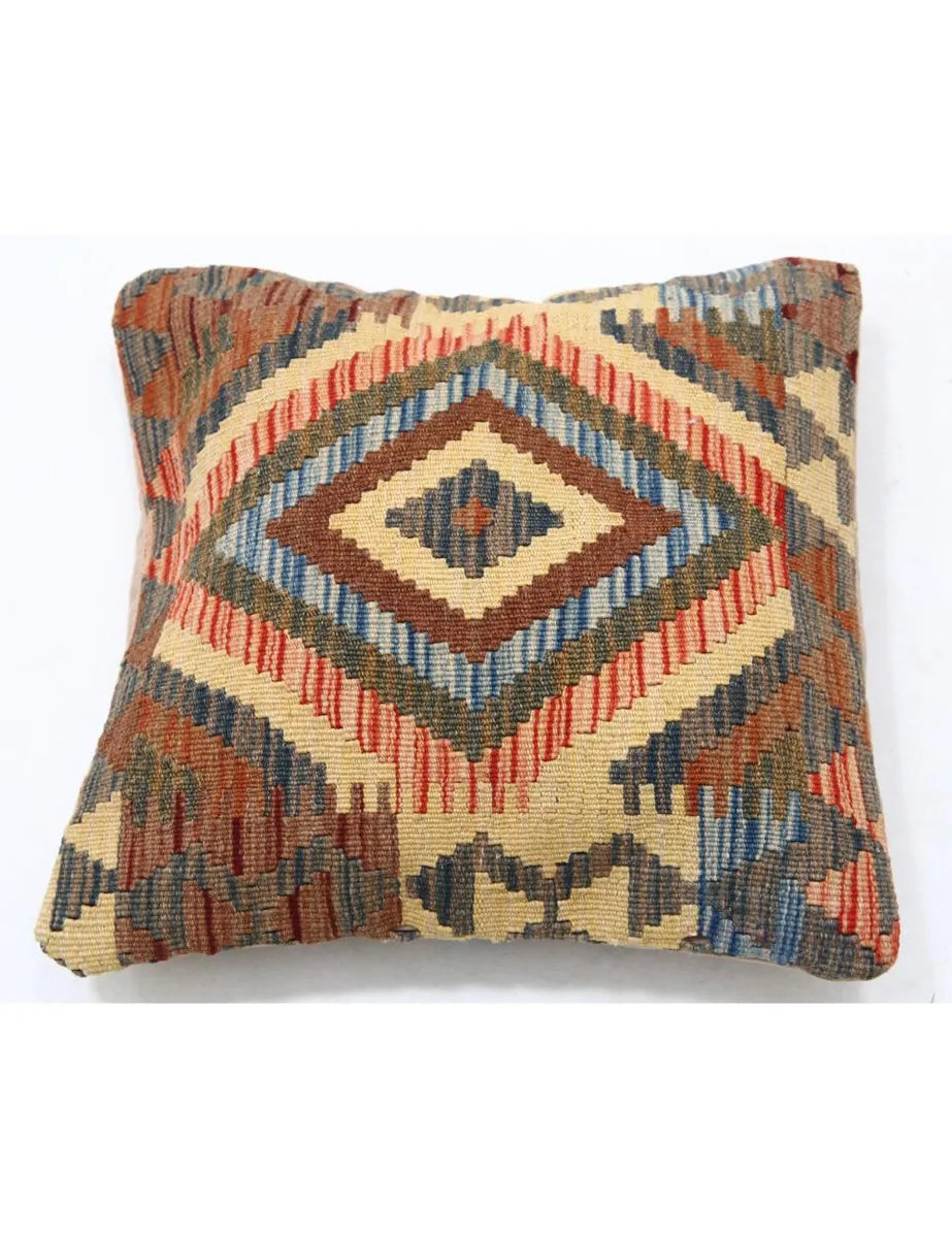 Afghan Tribal Pillow 1' 5" x 1' 5" Hand-Woven | No. AT24164