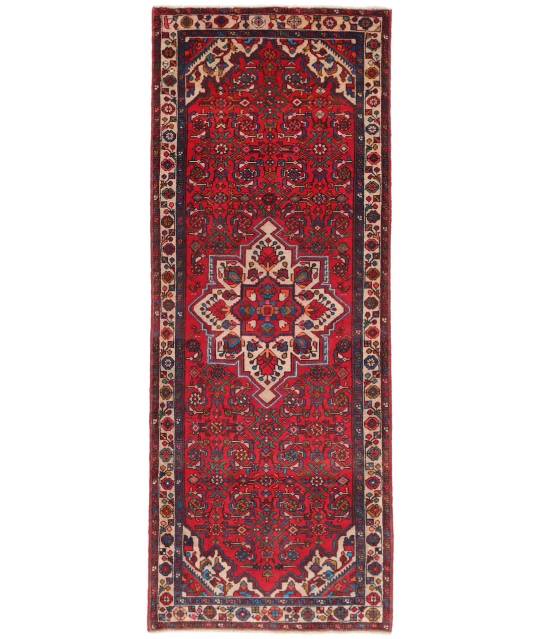Persian Hamadan Runner Rug 3' 7" x 10' 1" Hand-Knotted | No. AT24168