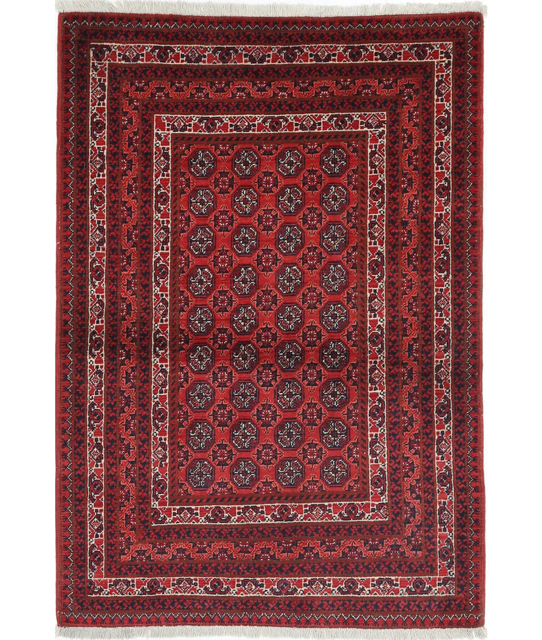 Red Afghan Tribal Rug 2' 7" x 3' 9" Hand-Knotted | No. AT24237