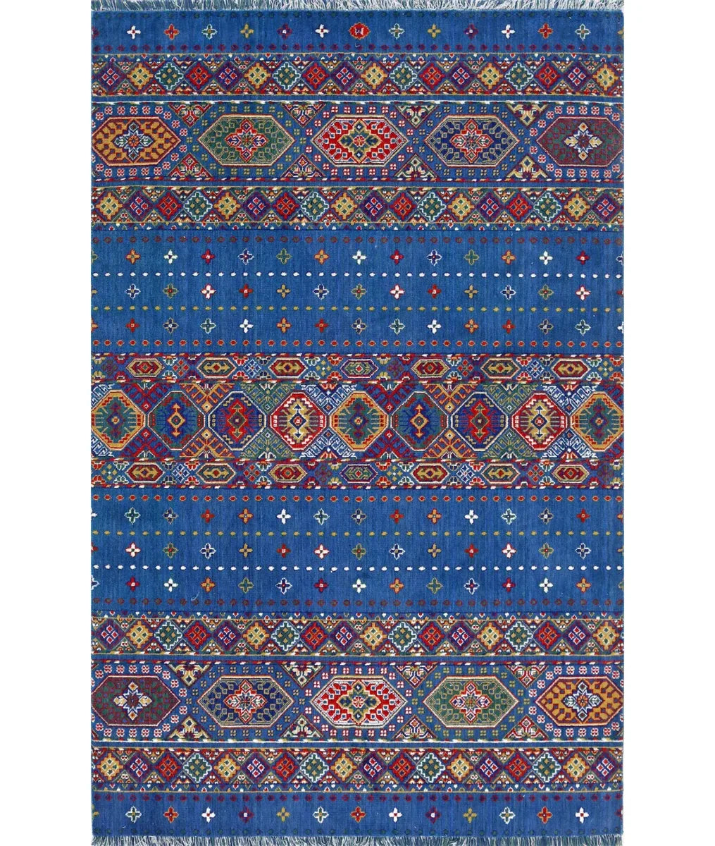 Blue Pakistani Oriental Rug 3' 10" x 6' 0" Hand-Knotted | No. AT24484