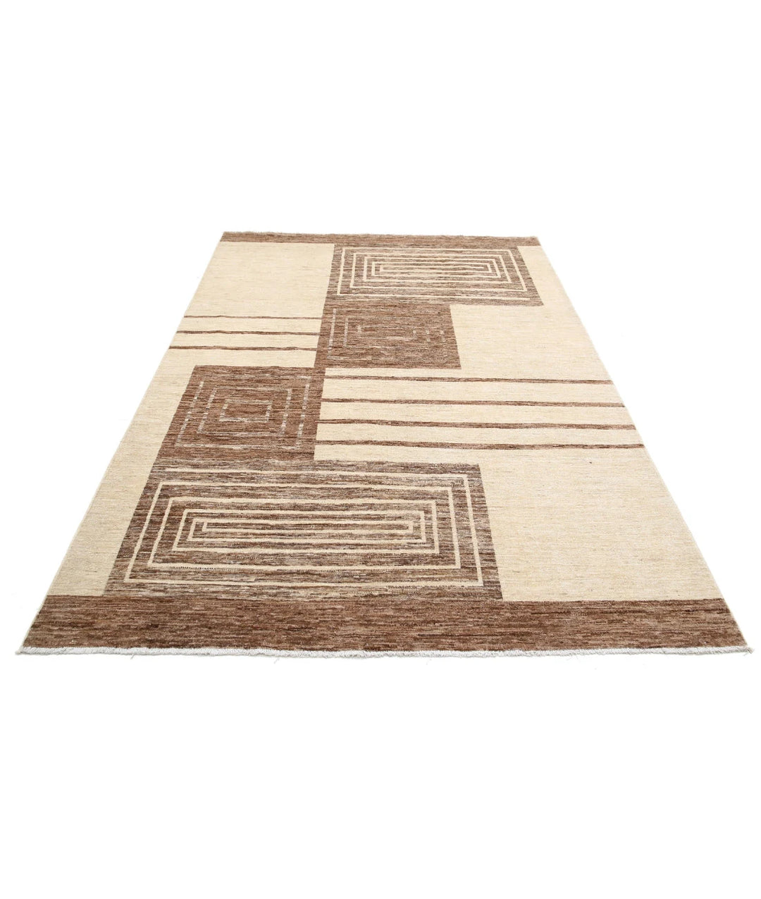 Afghan Modcar Rug 5' 7" x 8' 3" Hand-Knotted | No. AT24549
