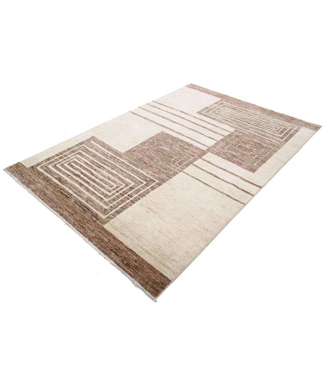 Afghan Modcar Rug 5' 7" x 8' 3" Hand-Knotted | No. AT24549