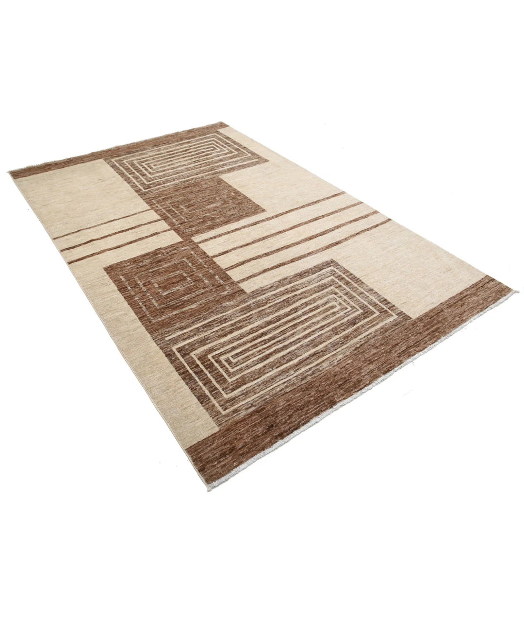 Afghan Modcar Rug 5' 7" x 8' 3" Hand-Knotted | No. AT24549