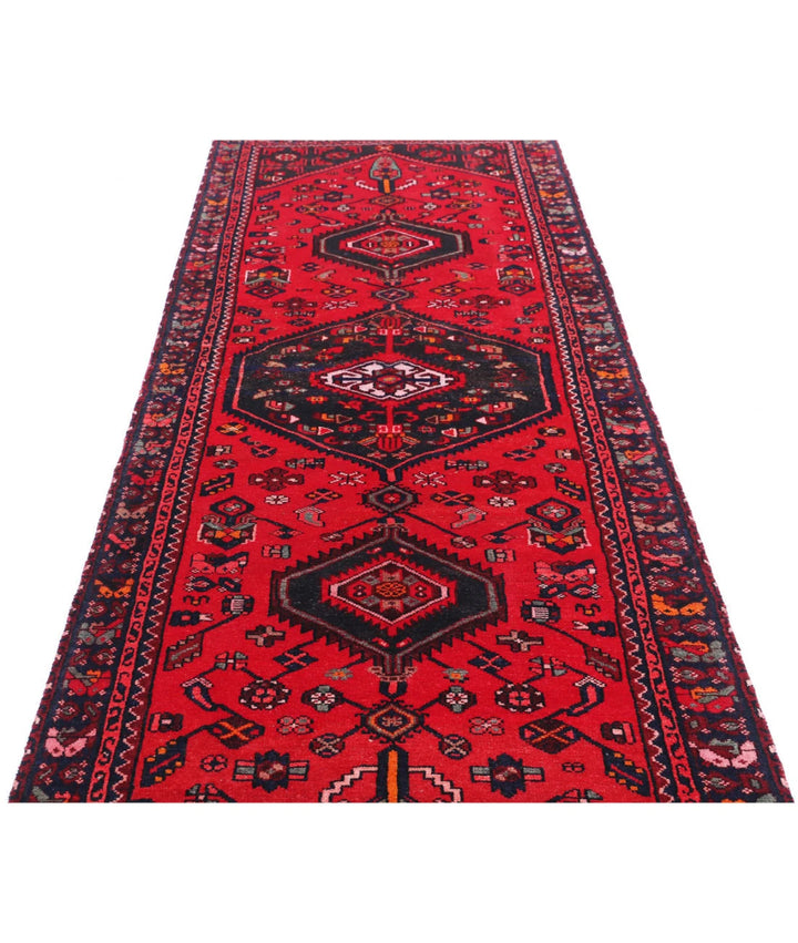 Persian Hamadan Runner Rug 3' 7" x 9' 10" Hand-Knotted | No. AT24604
