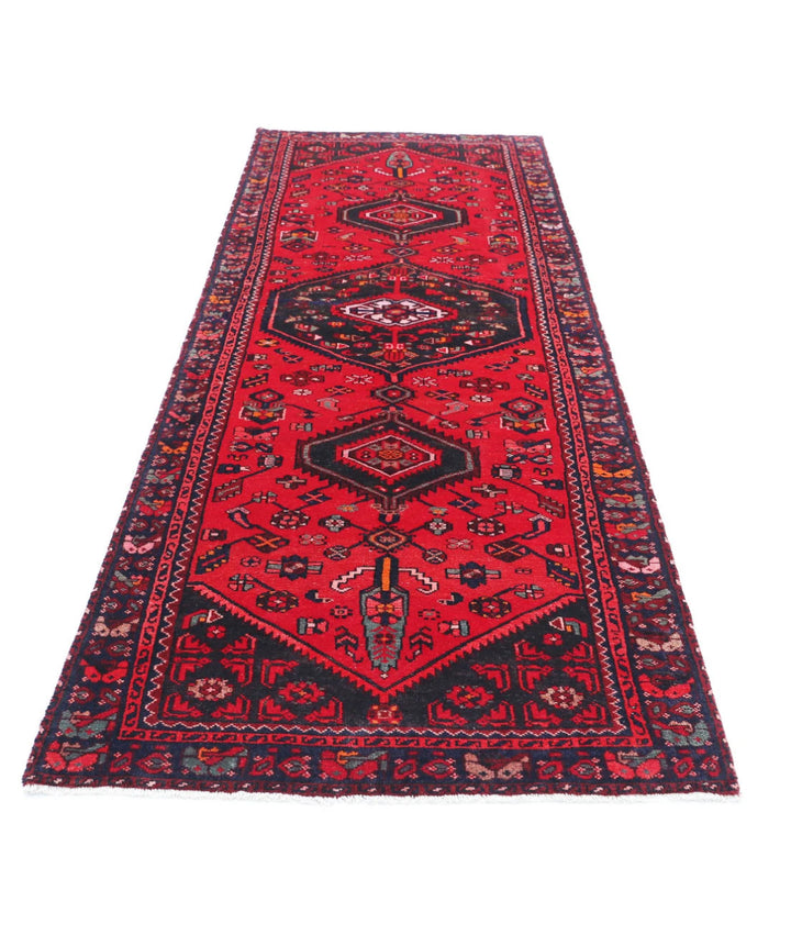 Persian Hamadan Runner Rug 3' 7" x 9' 10" Hand-Knotted | No. AT24604