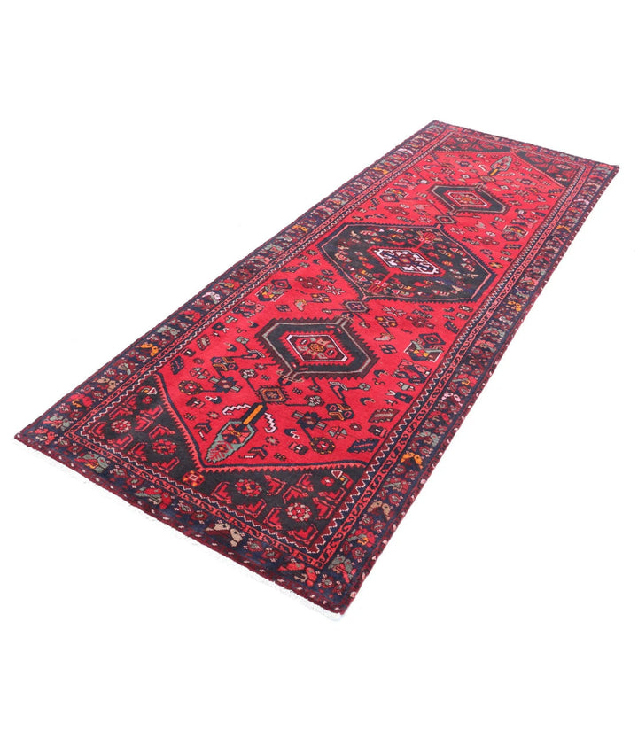 Persian Hamadan Runner Rug 3' 7" x 9' 10" Hand-Knotted | No. AT24604